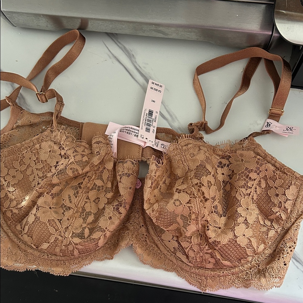 Victoria's Secret Tan Lace Floral Bra